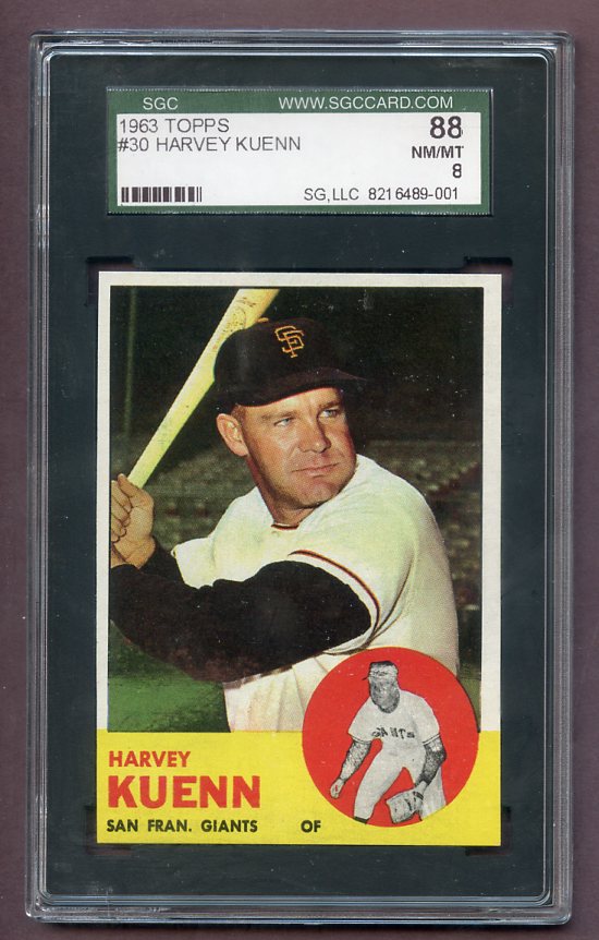 1963 Topps Baseball #030 Harvey Kuenn Giants SGC 8 NM/MT 496553