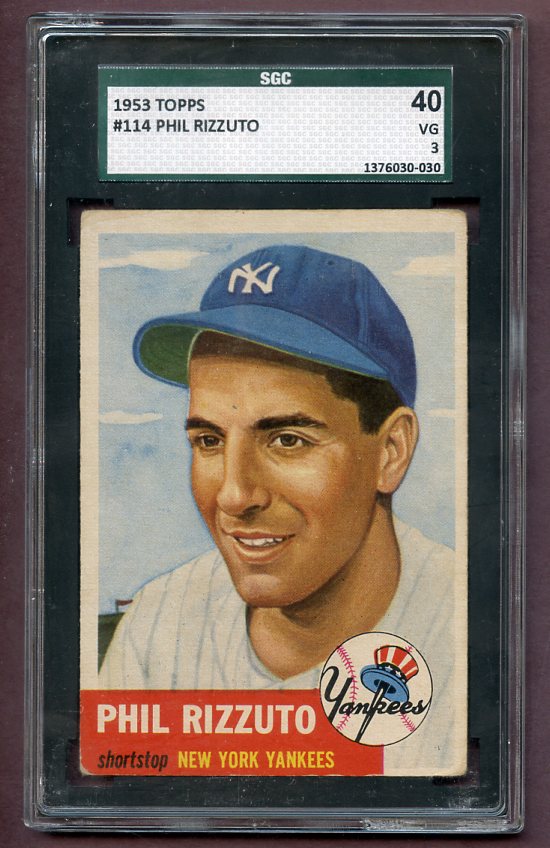 1953 Topps Baseball #114 Phil Rizzuto Yankees SGC 3 VG 496554
