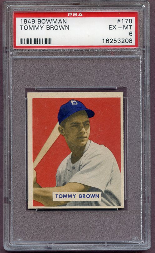 1949 Bowman Baseball #178 Tommy Brown Dodgers PSA 6 EX-MT 496583