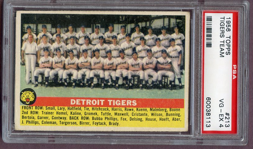 1956 Topps Baseball #213 Detroit Tigers Team PSA 4 VG-EX 496593