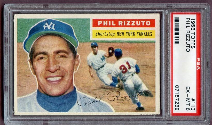 1956 Topps Baseball #113 Phil Rizzuto Yankees PSA 6 EX-MT Gray 496625