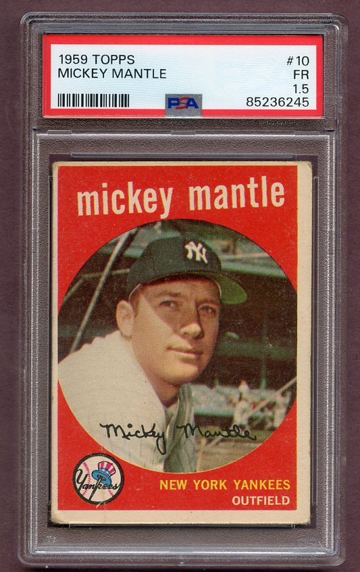 1959 Topps Baseball #010 Mickey Mantle Yankees PSA 1.5 FR 496637
