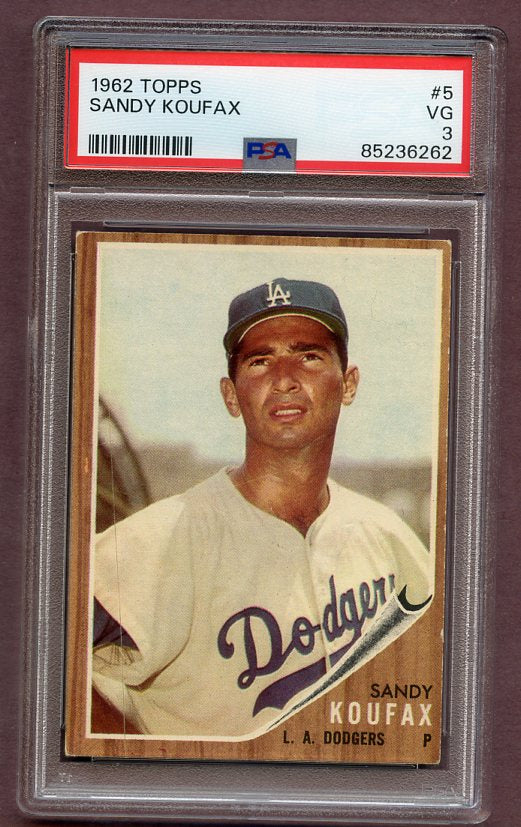 1962 Topps Baseball #005 Sandy Koufax Dodgers PSA 3 VG 496645