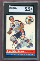 1954 Topps Hockey #017 Gus Mortson Black Hawks SGC 5.5 EX+ 496668