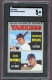 1970 Topps Baseball #189 Thurman Munson Yankees SGC 5 EX 496685