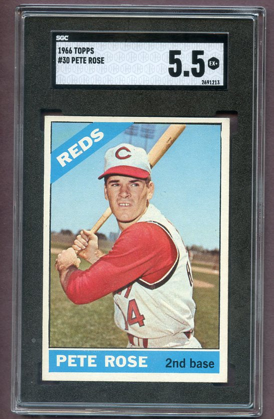 1966 Topps Baseball #030 Pete Rose Reds SGC 5.5 EX+ 496709