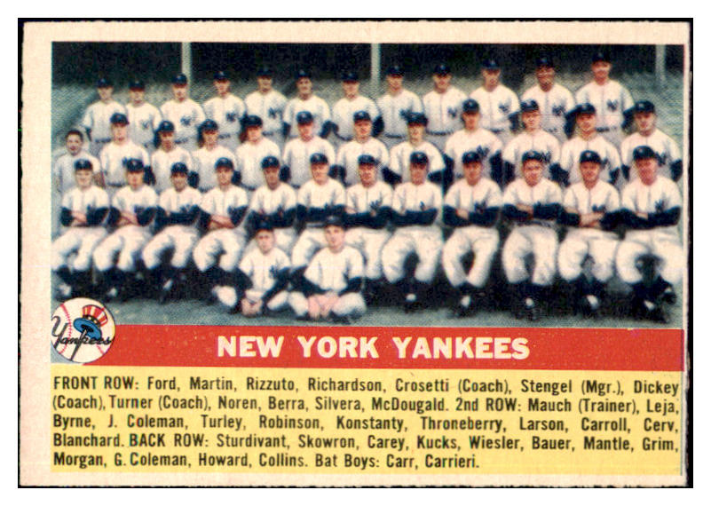 1956 Topps Baseball #251 New York Yankees Team EX-MT 496805