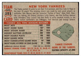 1956 Topps Baseball #251 New York Yankees Team EX-MT 496805