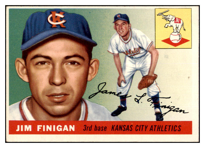 1955 Topps Baseball #014 Jim Finigan A's EX-MT 496971