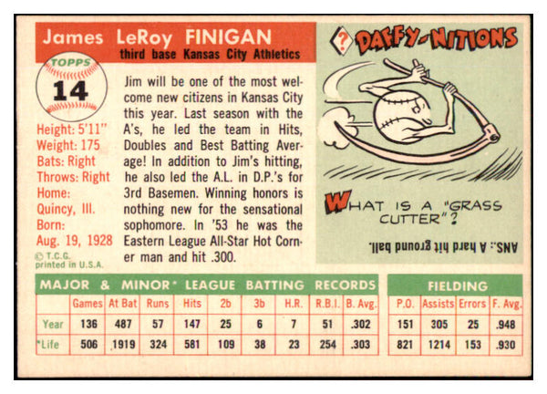 1955 Topps Baseball #014 Jim Finigan A's EX-MT 496971