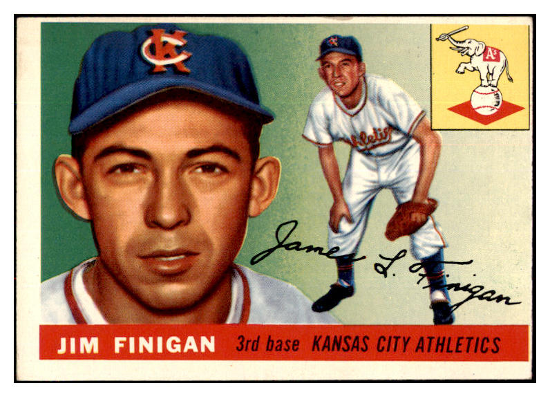 1955 Topps Baseball #014 Jim Finigan A's EX-MT 496972