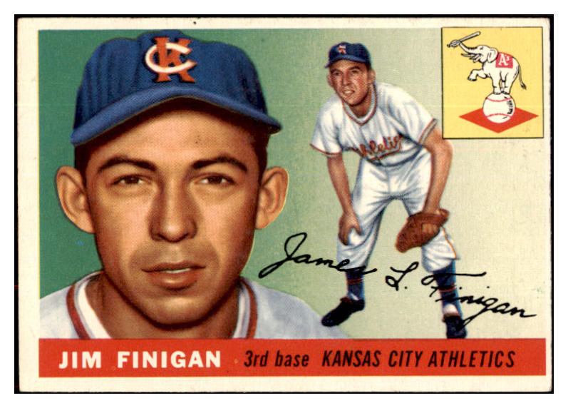 1955 Topps Baseball #014 Jim Finigan A's EX-MT 496973