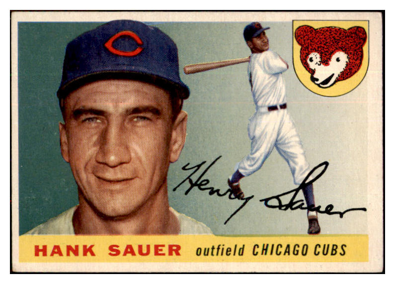 1955 Topps Baseball #045 Hank Sauer Cubs EX-MT 497029
