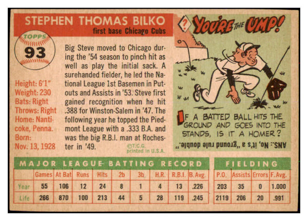1955 Topps Baseball #093 Steve Bilko Cubs EX-MT 497106
