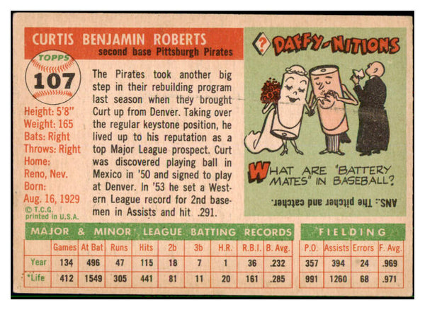 1955 Topps Baseball #107 Curt Roberts Pirates NR-MT 497137