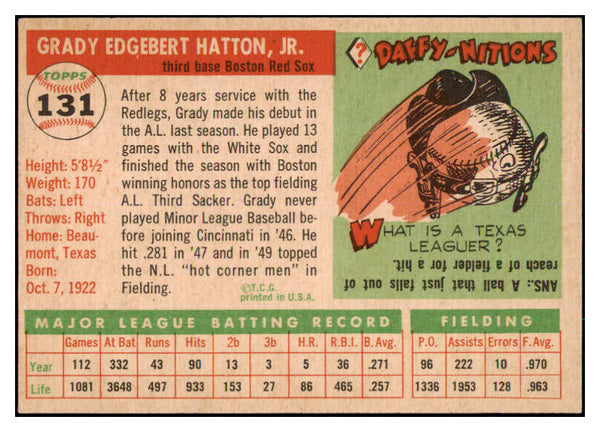 1955 Topps Baseball #131 Grady Hatton Red Sox NR-MT 497188