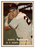 1957 Topps Baseball #049 Daryl Spencer Giants EX-MT 497283