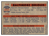 1957 Topps Baseball #251 Baltimore Orioles Team EX-MT 497452