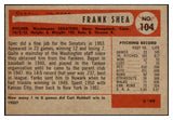 1954 Bowman Baseball #104 Frank Shea Senators NR-MT 497663