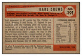 1954 Bowman Baseball #191 Karl Drews Phillies NR-MT 497757