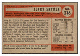 1954 Bowman Baseball #216 Jerry Snyder Senators NR-MT 497784