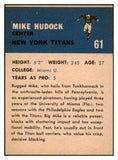 1962 Fleer Football #061 Mike Hudock Titans EX-MT 497815