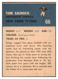 1962 Fleer Football #066 Tom Saidock Titans EX-MT 497818