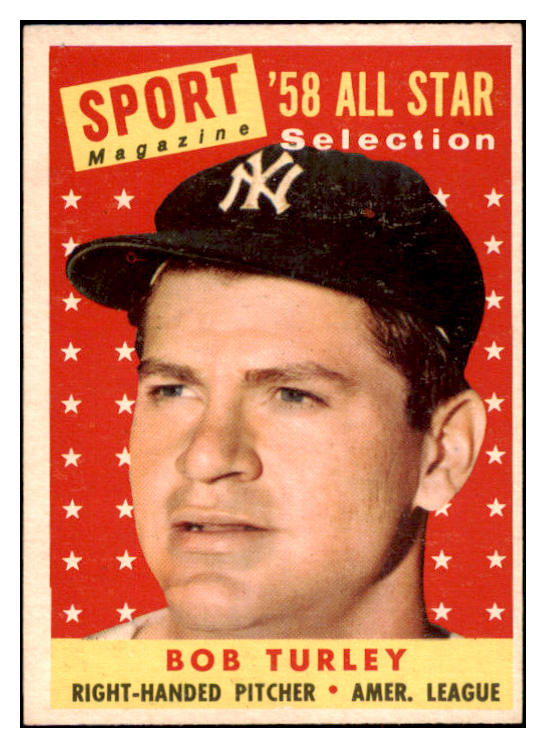 1958 Topps Baseball #493 Bob Turley A.S. Yankees NR-MT 497914