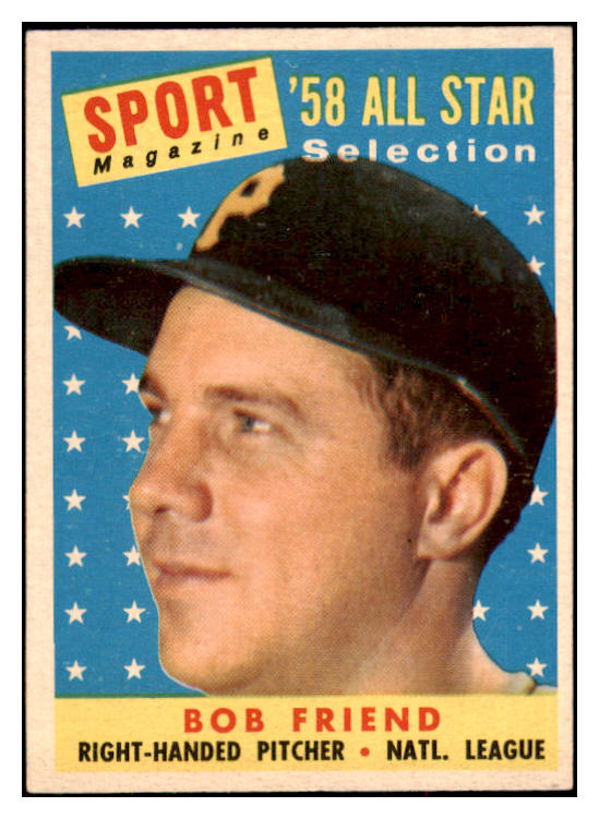 1958 Topps Baseball #492 Bob Friend A.S. Pirates NR-MT 497919
