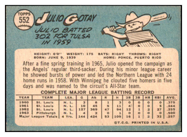 1965 Topps Baseball #553 Julio Gotay Angels NR-MT 497958