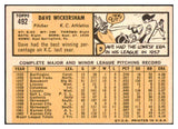 1963 Topps Baseball #492 Dave Wickersham A's VG ink 497972