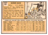 1963 Topps Baseball #461 Norm Bass A's Good 497991