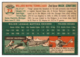1954 Topps Baseball #073 Wayne Terwilliger Senators EX-MT 498005