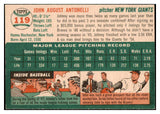 1954 Topps Baseball #119 Johnny Antonelli Giants EX-MT 498018