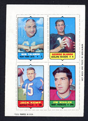 1969 Topps Football 4 In 1 George Blanda Jack Kemp VG-EX 498143