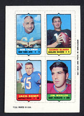 1969 Topps Football 4 In 1 George Blanda Jack Kemp VG-EX 498144