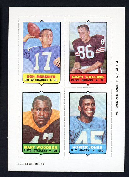 1969 Topps Football 4 In 1 Don Meredith Cowboys EX-MT 498149