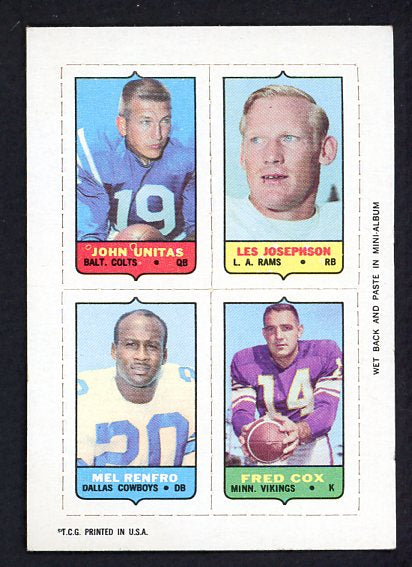 1969 Topps Football 4 In 1 John Unitas Colts VG-EX 498153