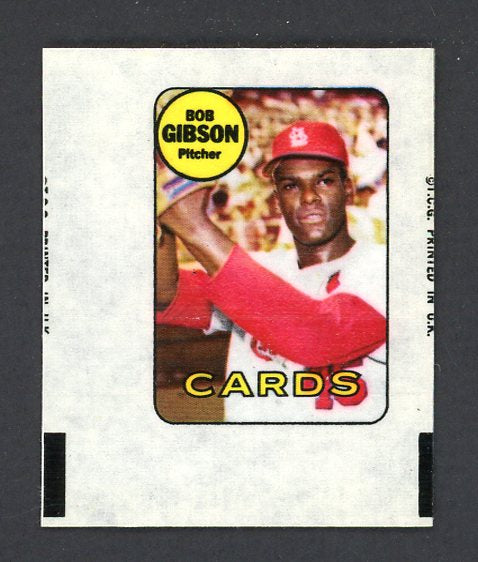 1969 Topps Baseball Decals Bob Gibson Cardinals EX-MT 498214