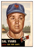 1953 Topps Baseball #011 Sal Yvars Giants EX 498280