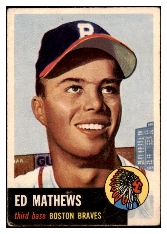 1953 Topps Baseball #037 Eddie Mathews Braves VG-EX 498364