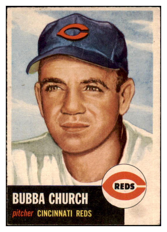 1953 Topps Baseball #047 Bubba Church Reds EX 498399
