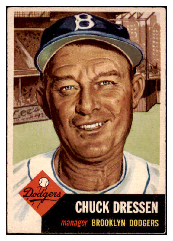 1953 Topps Baseball #050 Chuck Dressen Dodgers EX 498411