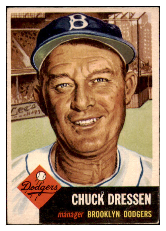 1953 Topps Baseball #050 Chuck Dressen Dodgers EX 498412