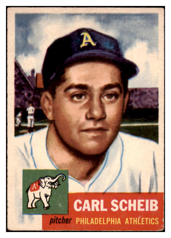 1953 Topps Baseball #057 Carl Scheib A's EX 498432