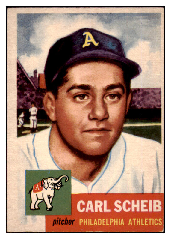 1953 Topps Baseball #057 Carl Scheib A's EX 498434