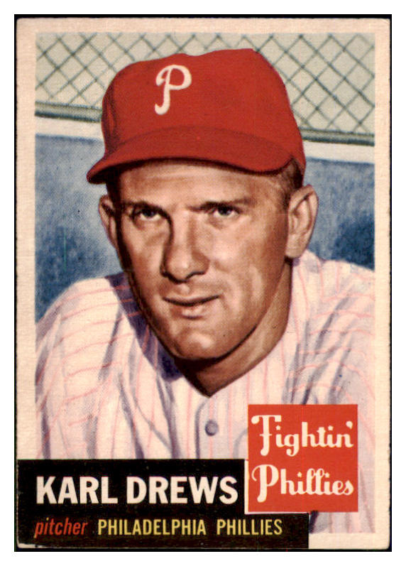 1953 Topps Baseball #059 Karl Drews Phillies EX 498439