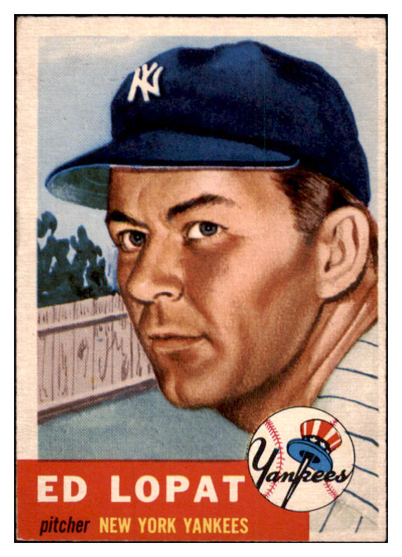 1953 Topps Baseball #087 Eddie Lopat Yankees EX 498515