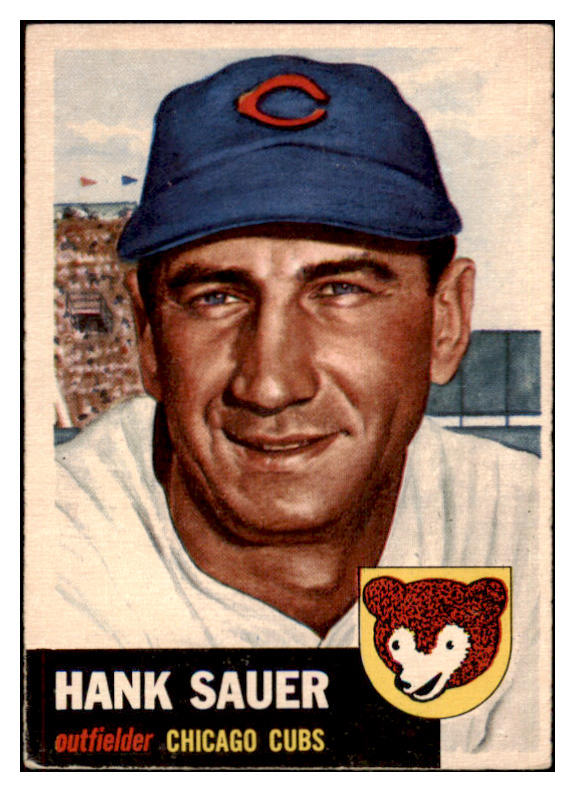 1953 Topps Baseball #111 Hank Sauer Cubs EX 498592