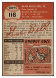 1953 Topps Baseball #118 Gus Bell Reds VG-EX 498612